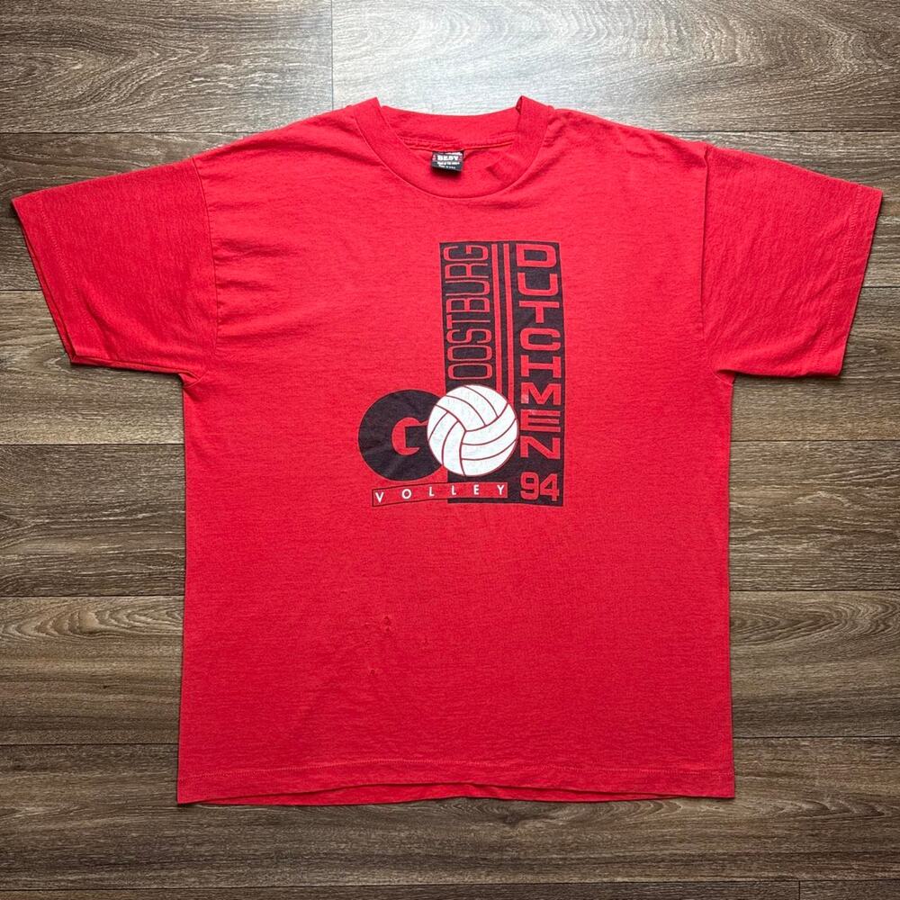Red 1990s Single Stitch Oostburg Dutchmen Volleyball Graphic Tee